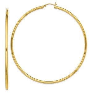 925 Sterling Silver Gold Plated Large Round Classic Hoop Earrings